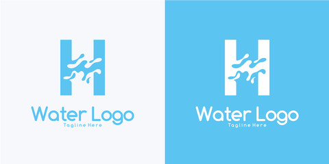 combination letter H and Water logo design concept