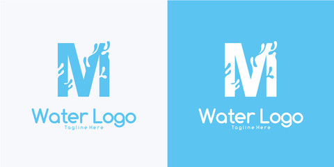 combination letter M and Water logo design concept