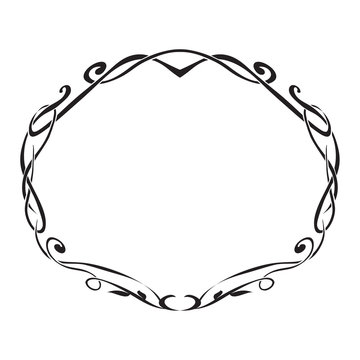 PrintArt Nouveau decorative monochrome oval frame with text place

