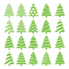 Obraz premium Set of green Christmas trees. Vector.