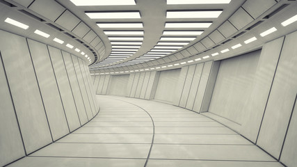 Obraz premium 3D render. Futuristic empty interior corridor
