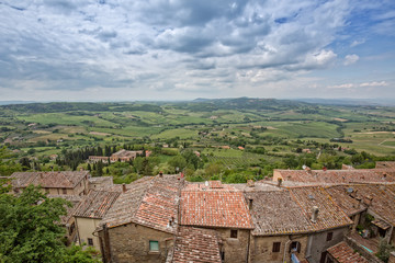 Fototapeta na wymiar Landscape of the Tuscany. View from the city wall of the Tuscan countryside, Montepulciano, Italy
