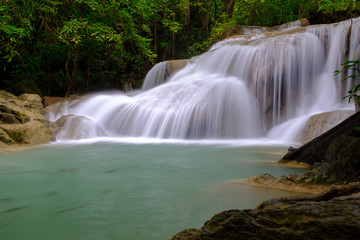The beautiful waterfall in the forest