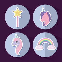 set of cute unicorns fairy tale