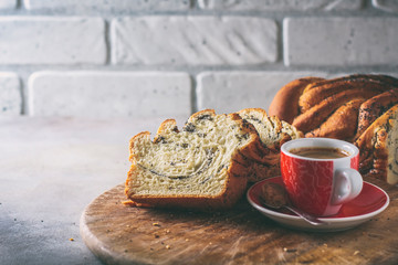 Homemade poppy seed braided bread . Wreath. National pastries. Babka.