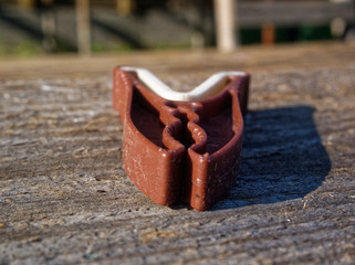 plastic clothespin on the table in summer
