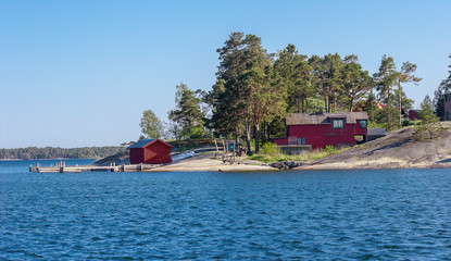 Rocky landscape near Ringsön Island, Stockholm archipelago, sweden