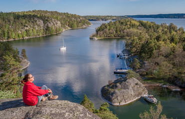 aerial view on Napoleon viken, a famous bay in the Stockholm Skerry garden, Sweden