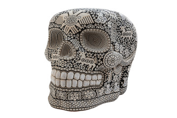 Human skulls made with millions of beads. These crafted skulls are made by a Mexican native tribe called Huicholes