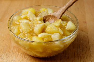Cooked apple or pie pieces recipe of a traditional Apfelstrudel
