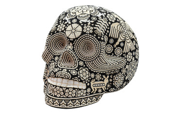 Human skulls made with millions of beads. These crafted skulls are made by a Mexican native tribe called Huicholes