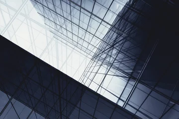 Fotobehang architecture of geometry at glass window - monochrome © sema_srinouljan
