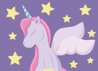 cute unicorn of fairy tale with stars