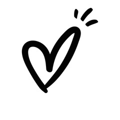 Hand drawn heart, love symbol, calligraphic illustration