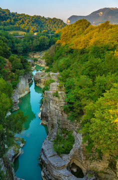 Marmitte dei Giganti canyon on the Metauro River, Fossombrone, Marche