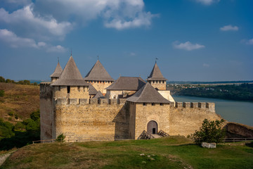Khotyn fortress on a sunny day. Ukraine.
