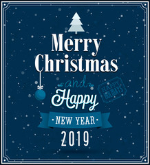 Merry Christmas and Happy New Year typographic design.