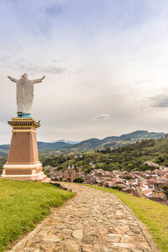 The view from Christ Statue hill, Morro El Salvador, in Jerico, Antioquia, Colombia