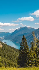 Fototapeta na wymiar Smartphone HD wallpaper of beautiful alpine view at the Achensee - Tyrol - Austria