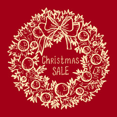 Christmas-Sale---red-card-with-hand-drawn-Christmas-wreath