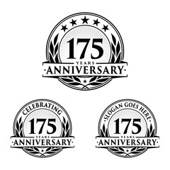 175 years anniversary set. 175th celebration logo collection. Vector and illustration. 
