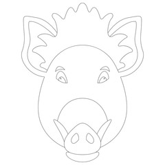  cartoon wild boar, vector illustration,