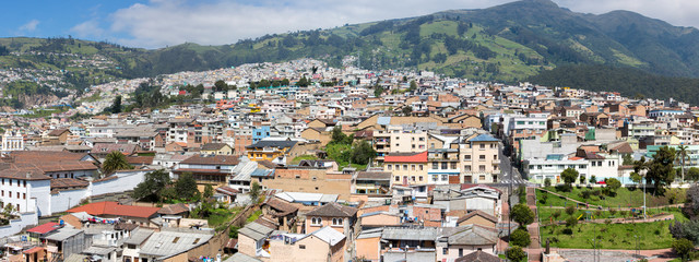 Aerial view of Quito and the residential areas