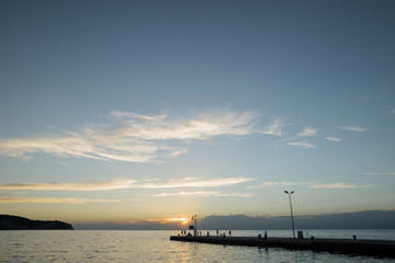 Obraz premium Stunningly beautiful sunset on the Adriatic Sea in the resort town of Isola, Slovenia