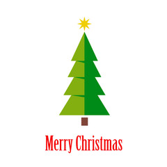 Logotipo con texto Merry Christmas con árbol abstracto dos tonos de verde con sombra