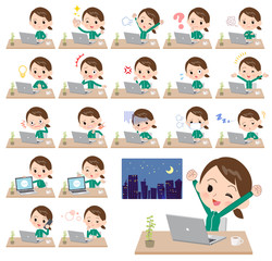 school girl Green jersey_desk work