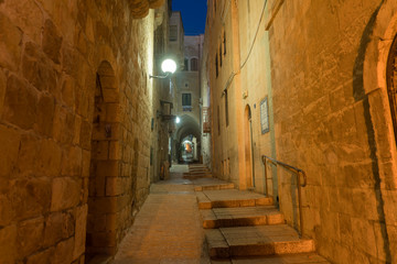 Narrow paths through the Jewish Quarter of the Old City of Jerusalem