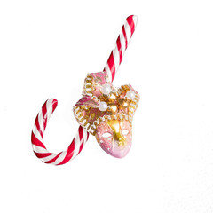 Christmas candy and carnival mask isolat on the white background
