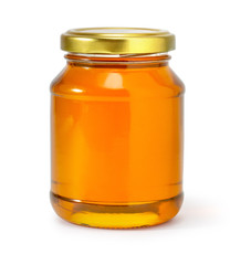 honey jar on white background