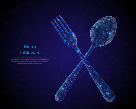 Abstract image of a spoons and forks in the form of a starry sky or space