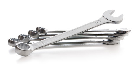 Chrome vanadium wrench. Industrial spanner.