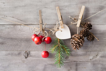 Christmas decoration on wooden background