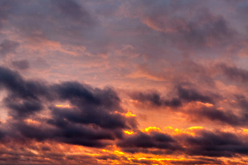 Great dramatic sunset on the sky