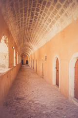 Passageway in the West Gate at the Arkadi Monastery, Arkadi, Crete, Greece.