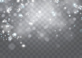 Yellow sparks glitter special light effect. Vector sparkles on transparent background. Christmas abstract pattern. Sparkling magic dust particles