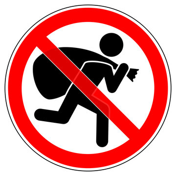 srr484 SignRoundRed - german: Einbrecher / Diebstahl verboten (kriminell) - english: prohibition sign / no burglar allowed - prevent theft (criminal) - xxl g6793