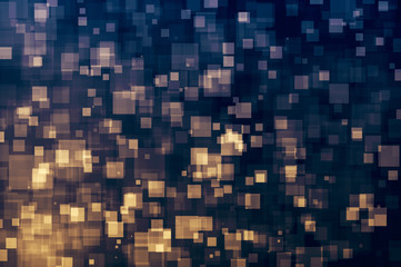 Glitter lights glittering squares shape background. Defocused bokeh. Illustration