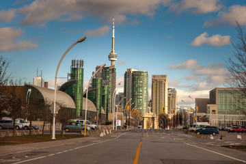 Toronto, CANADA - November 20, 2018: Panoramic view of the city of Toronto with legendary CV Tower