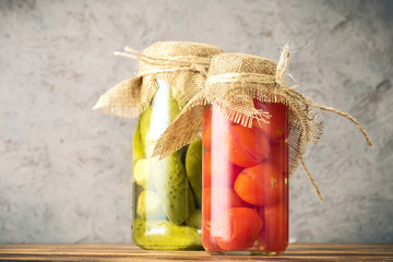 Set of fermented vegetables in jars