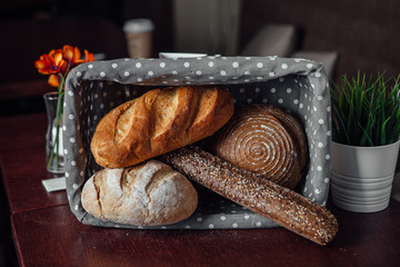 Basket of different types of bread