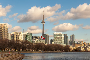 Toronto, CANADA - November 20, 2018: Panoramic view of the city of Toronto with legendary CV Tower