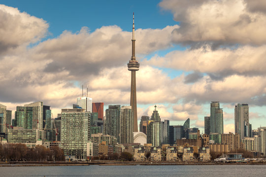 Toronto, CANADA - November 20, 2018: Panoramic view of the city of Toronto with legendary CV Tower