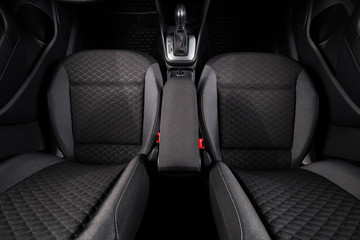 Clean new black car interior