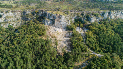 Fototapeta na wymiar Rockfall above village of Bezovica, western Slovenia