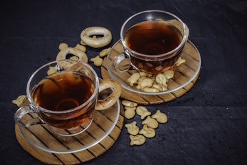A cup of tea on a dark background