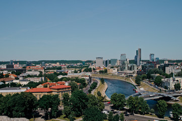 View of the city of Vilnius, Lithuania from the top of the Upper Castle